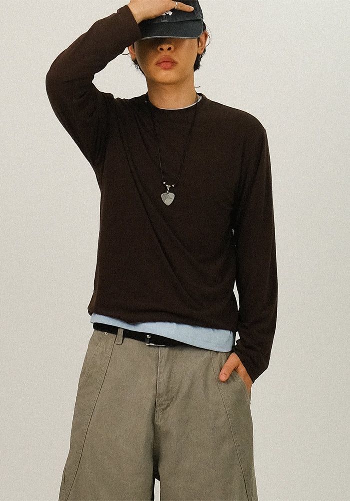 SEMIKAJI（セミカジ）の「DA テンセル レイヤード ロングスリーブ T（トップス）」