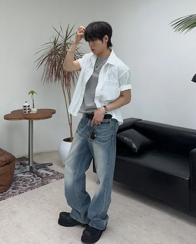 Kaise Washed Semi-Flare Jeans