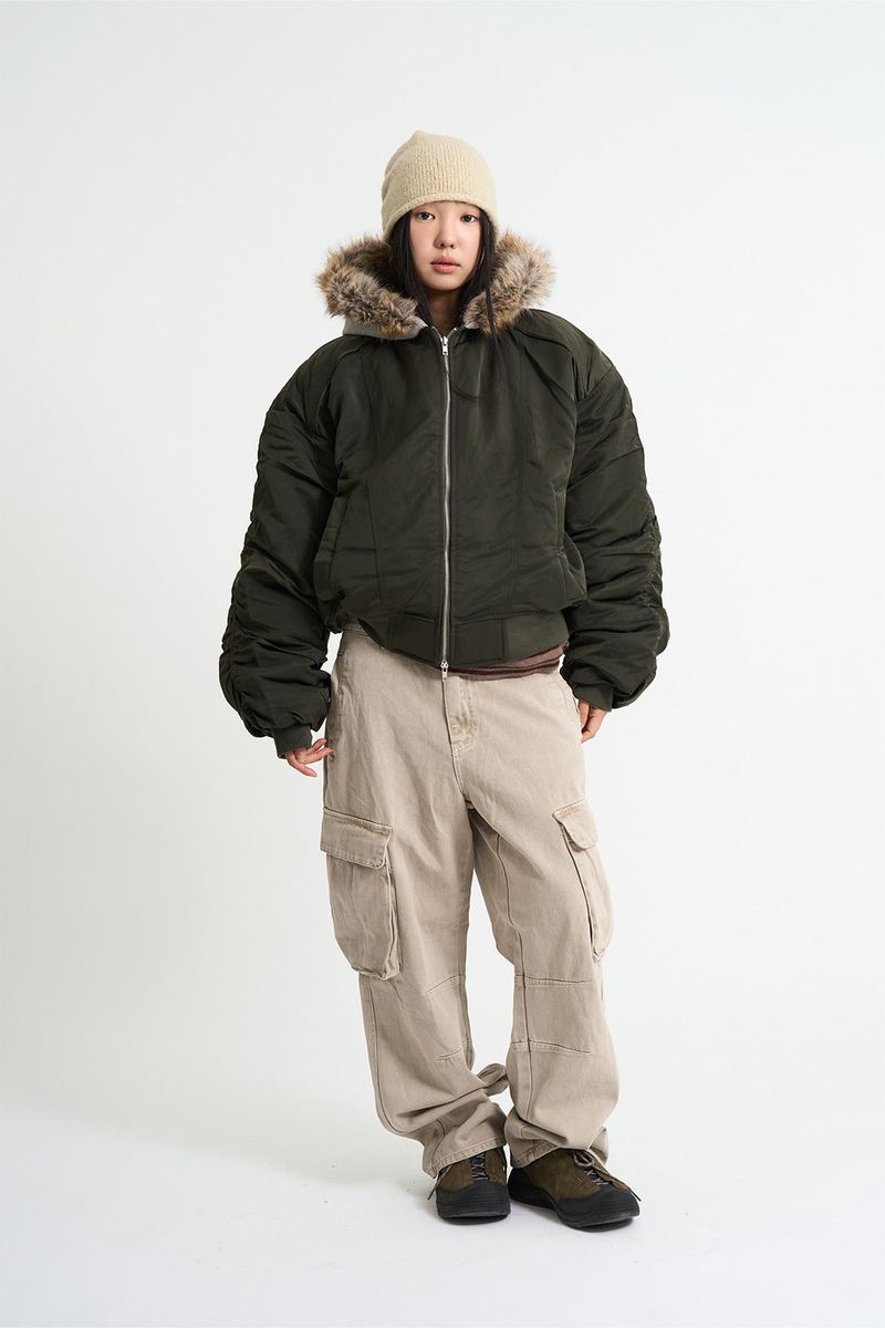 Flight padding fur hood jumper