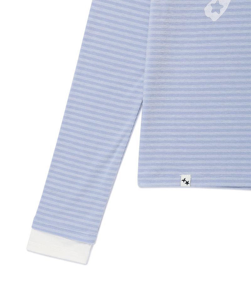STRIPED MUSIC NOTE LS TEE BLUE(CV2GFFT554A)