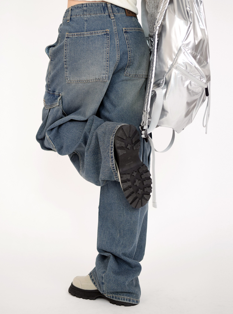 bel cargo denim pants(2color)