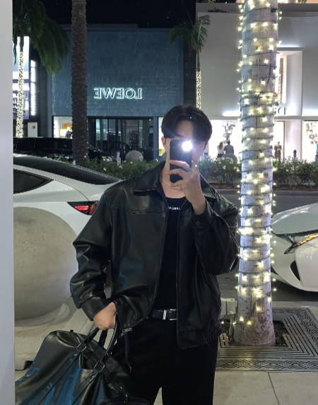 [ In-house ] Deep Black Premium Western Leather Blouson