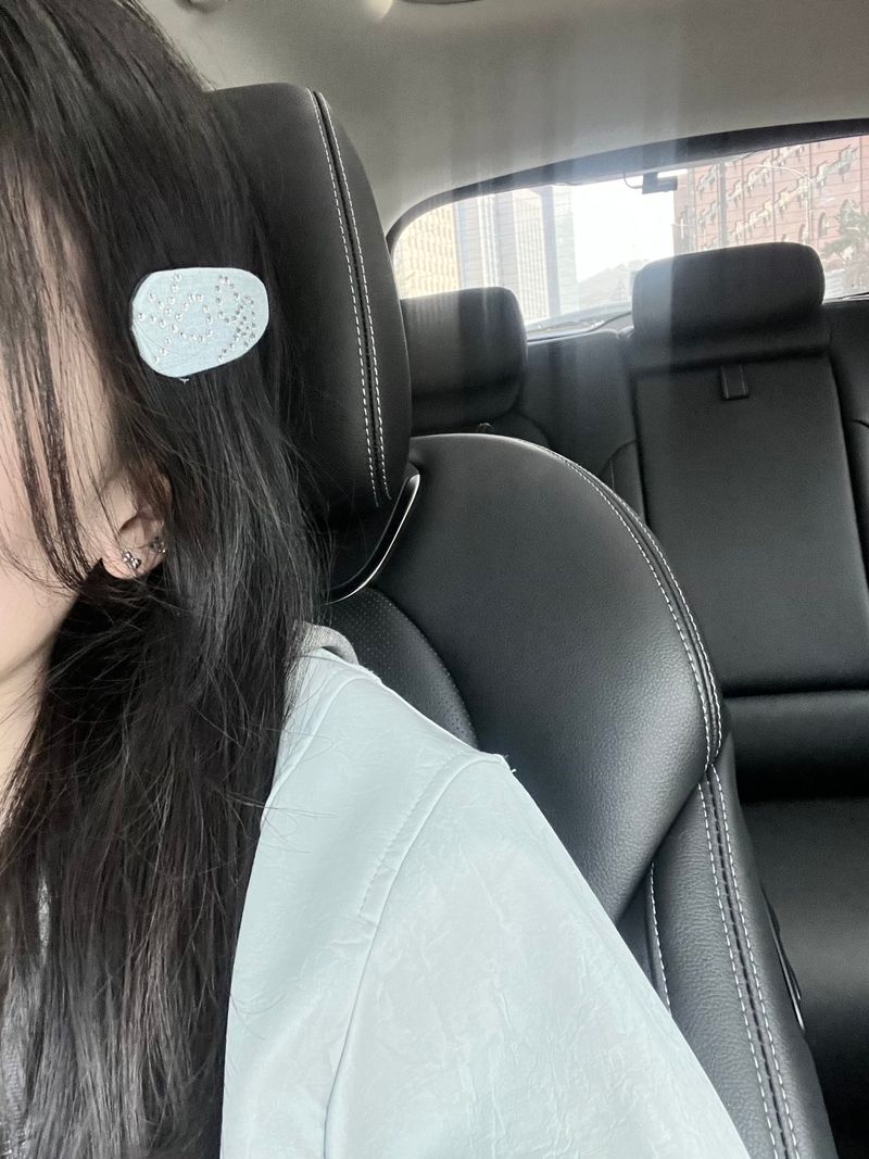 denim ribbon hairpin