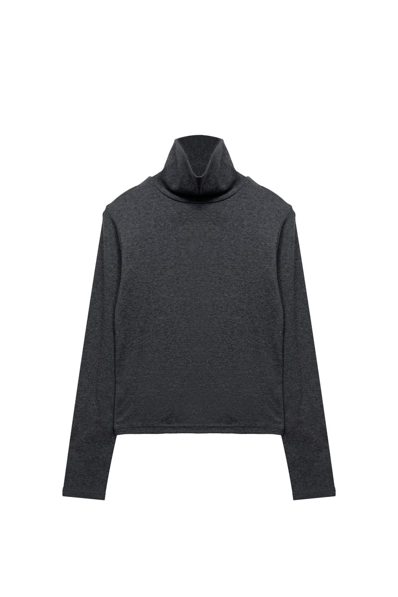 CLASSIC WOOL TURTLENECK TOP / CHARCOAL