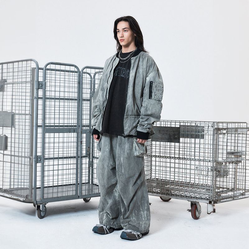 PEOPLEOFTHEWORLD（ピープルオブザワールド）の「Tie Dye Shirring MA-1 Jumper (GRAY)（Jackets/Outerwear）」