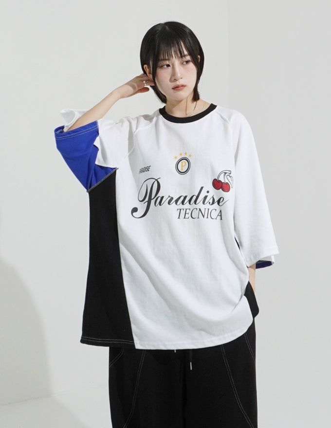 Color block raglan over t-shirt