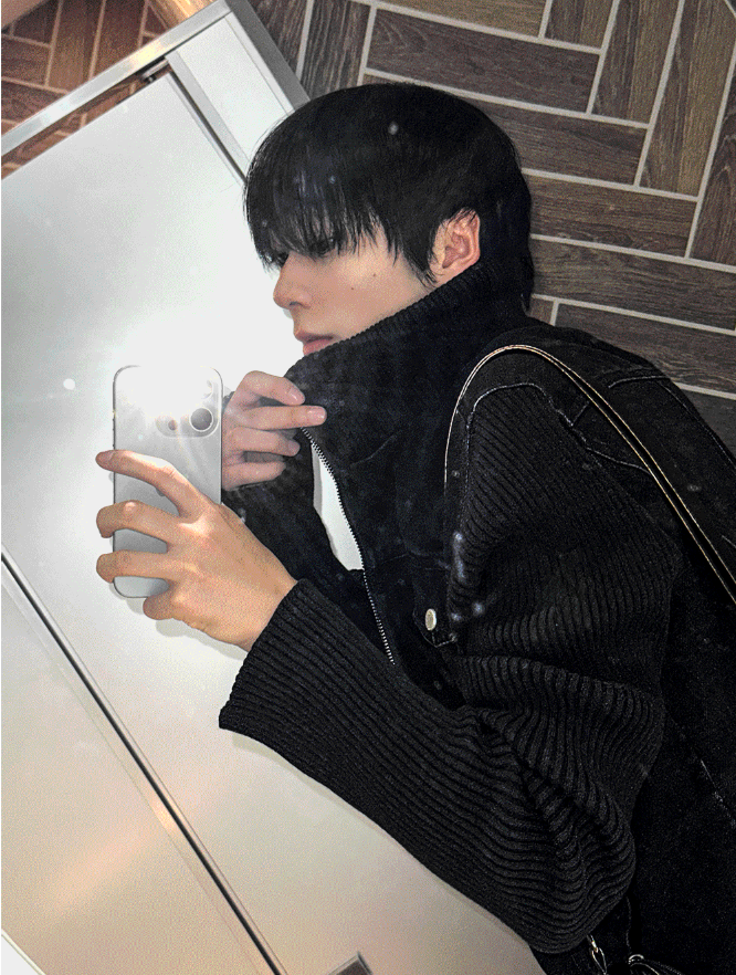 Black denim knit jacket