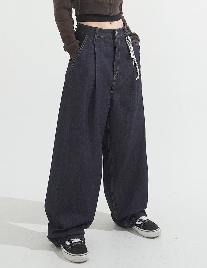 KIXI（キッシー）の「Overfit Maxi-legnth Pintuck Wide Raw Denim Pants（Pants）」