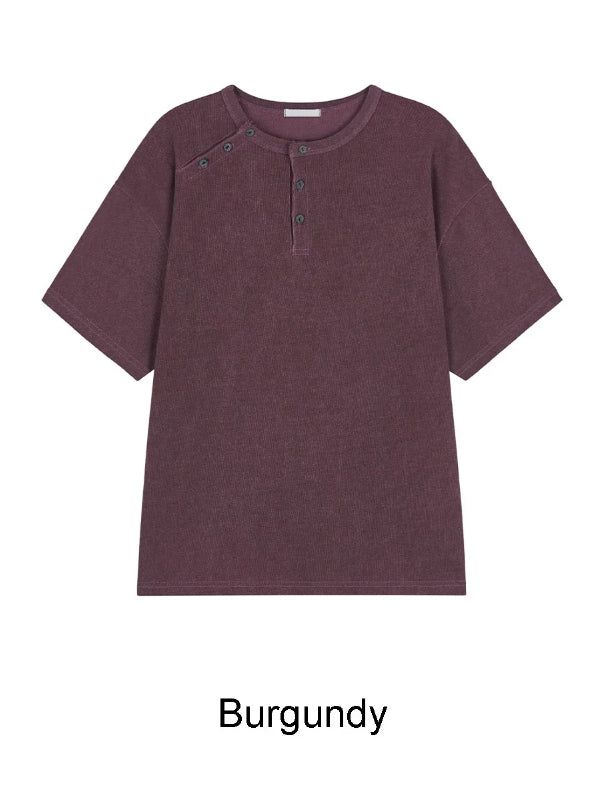 Felder Double Henley Neck Short Sleeve Tee