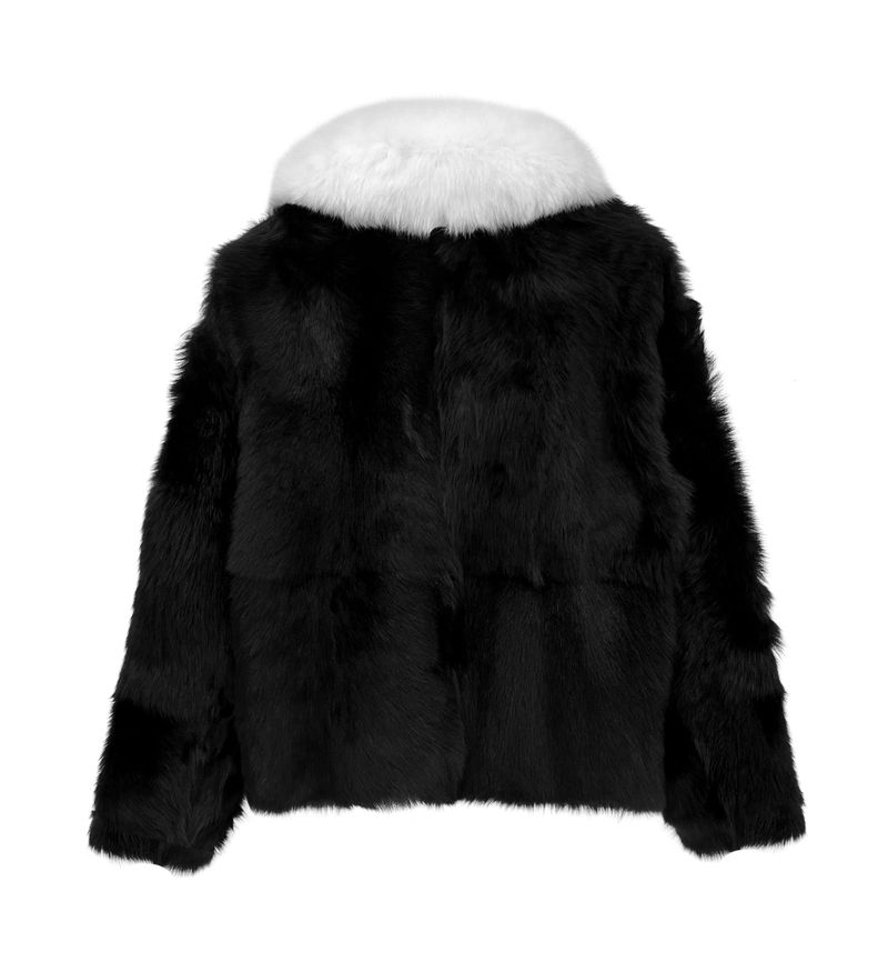Fox collar fur coat