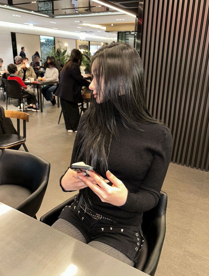 Turtleneck ribbed knit