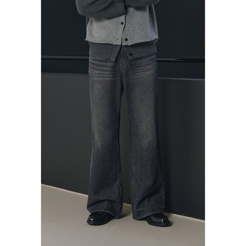 Layered wool knit cardigan(Charcoal)