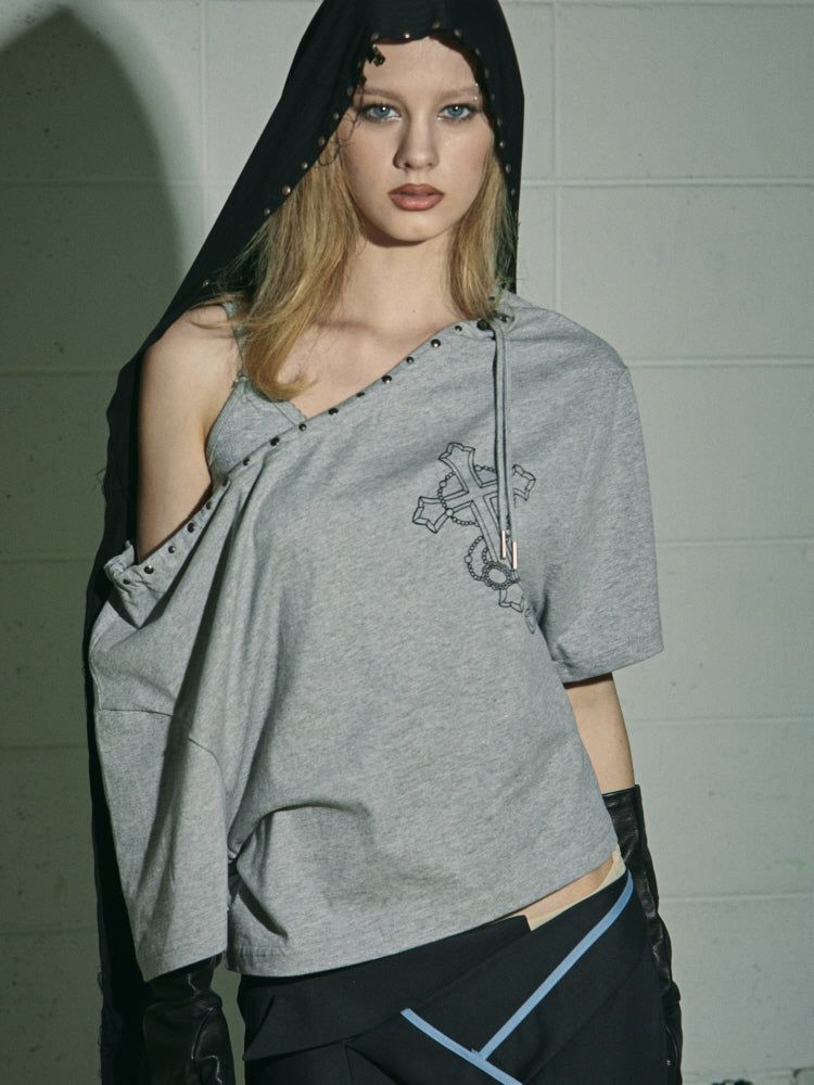 UNBALANCED STRING SHORT-SLEEVE T
