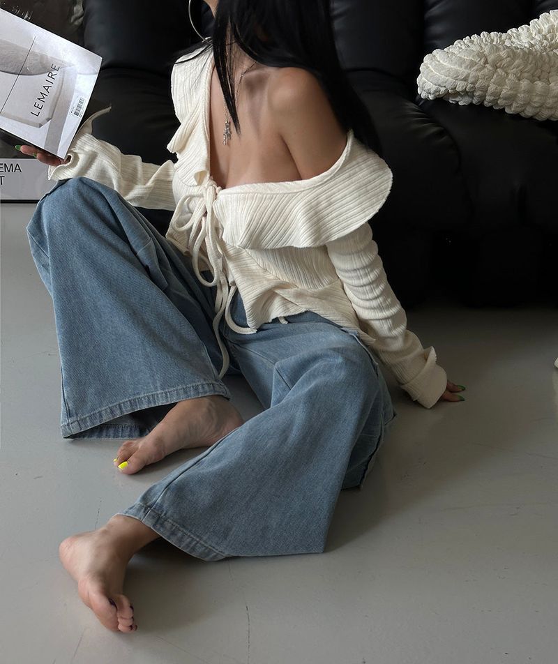 Strap Cargo Wide Jeans
