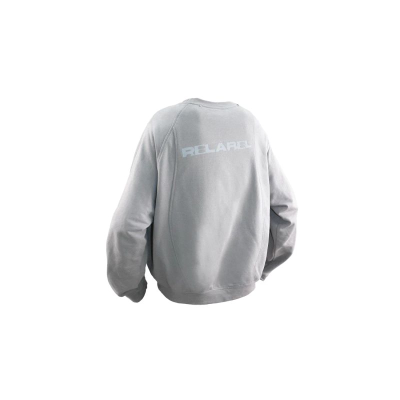 RELABEL('LABEL) detachable hood, 100% cotton, asymmetric deconstruction, loose and casual pullover round-neck sweater