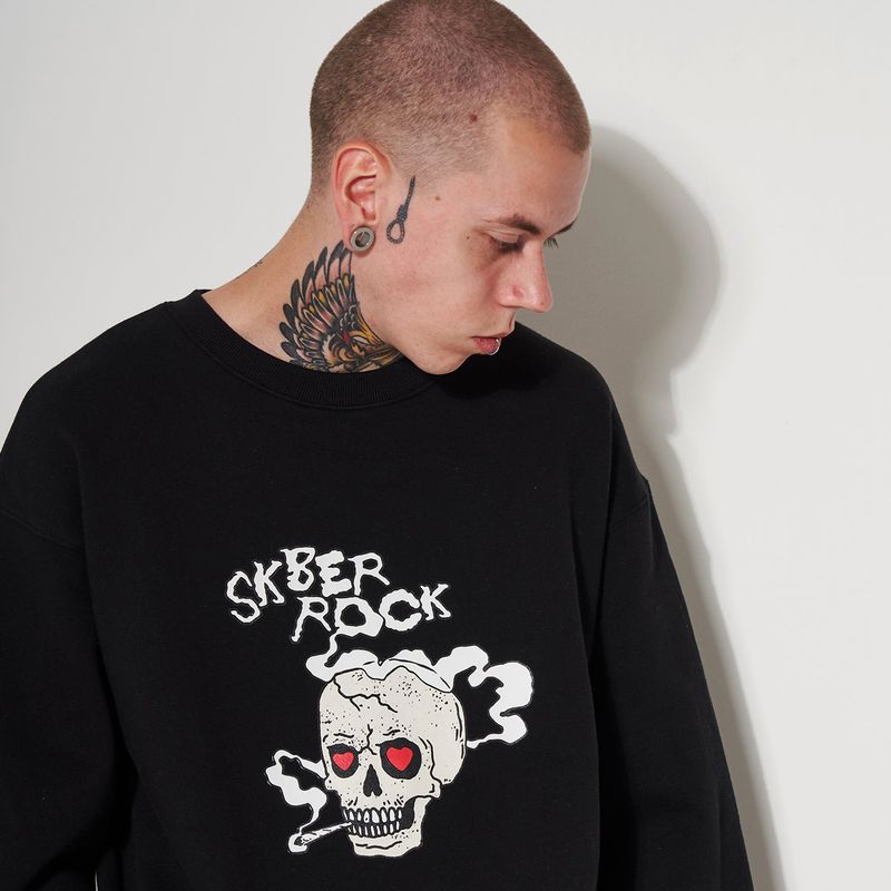 SMOKING SKULL SWEAT SHIRT BLACK