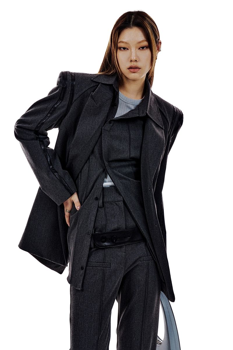 UNBALANCED BUTTON STRAP SHIRT