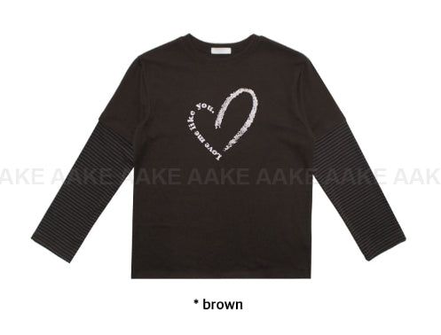 (Brushed) HEART LAYERED LONG-SLEEVE