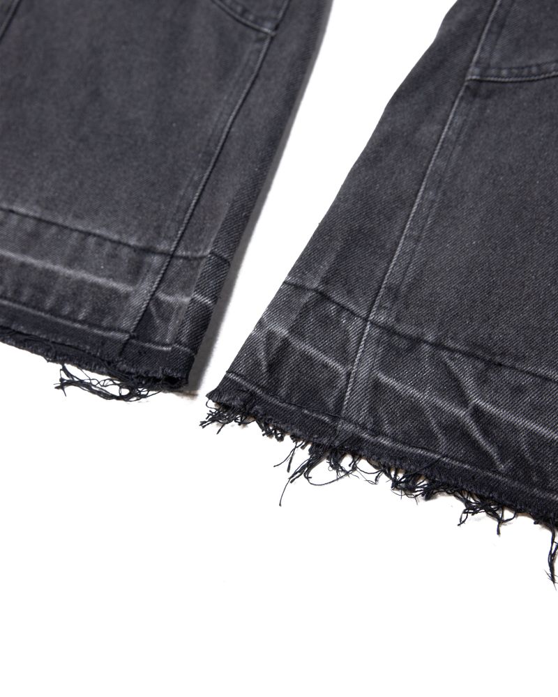 MULTI BUCKLE WASHED GREY DENIM PANTS