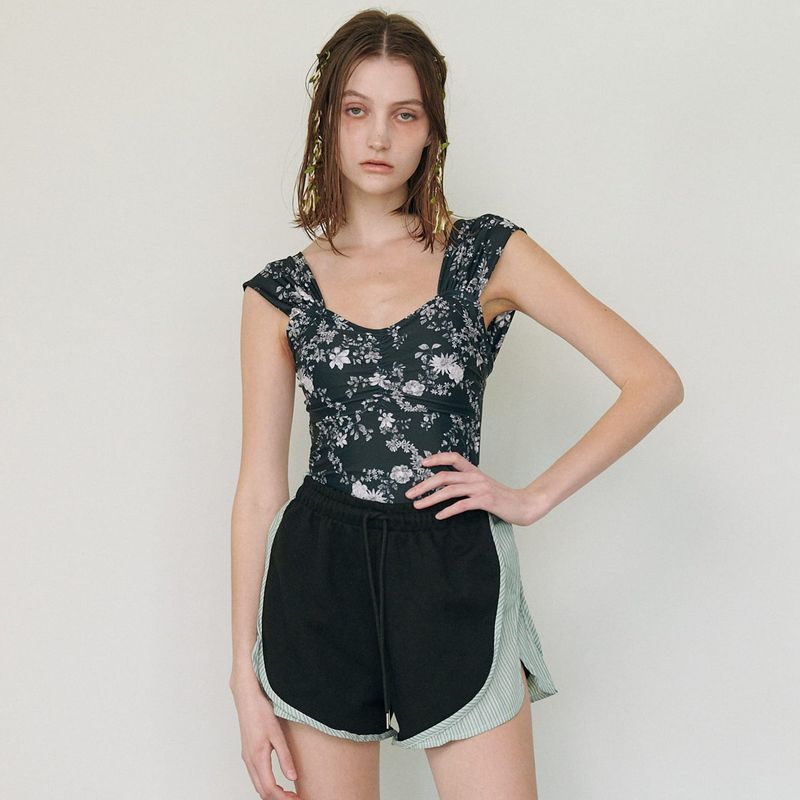 FLOWER SWIMSUIT, BLACK