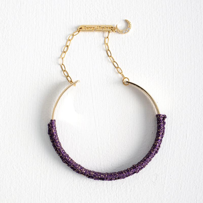 Knitting with drop chain bangle bracelet (Gold)