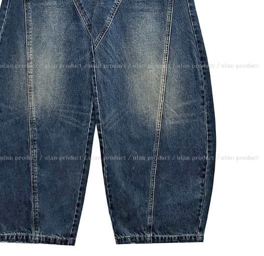 Tiv Curved Cut Balloon Denim Pants