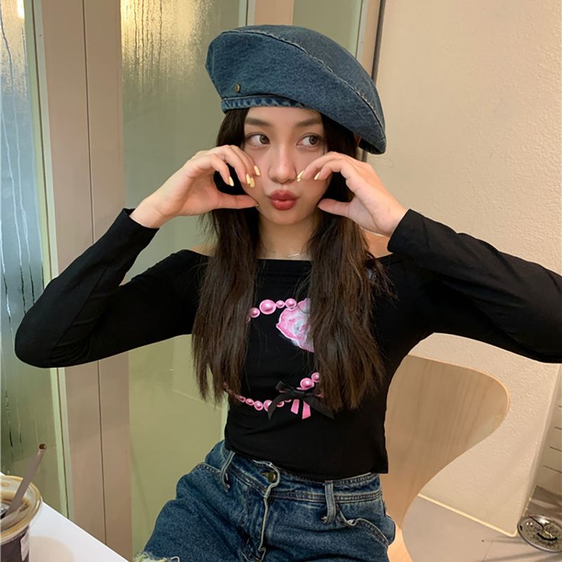 On the Moment Denim Pocket Beret  Hat C3 DEEP BLUE