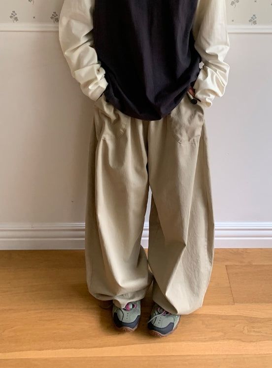 26FW★ [BAONHAUS] Poiden Balloon Banding Wide Pants