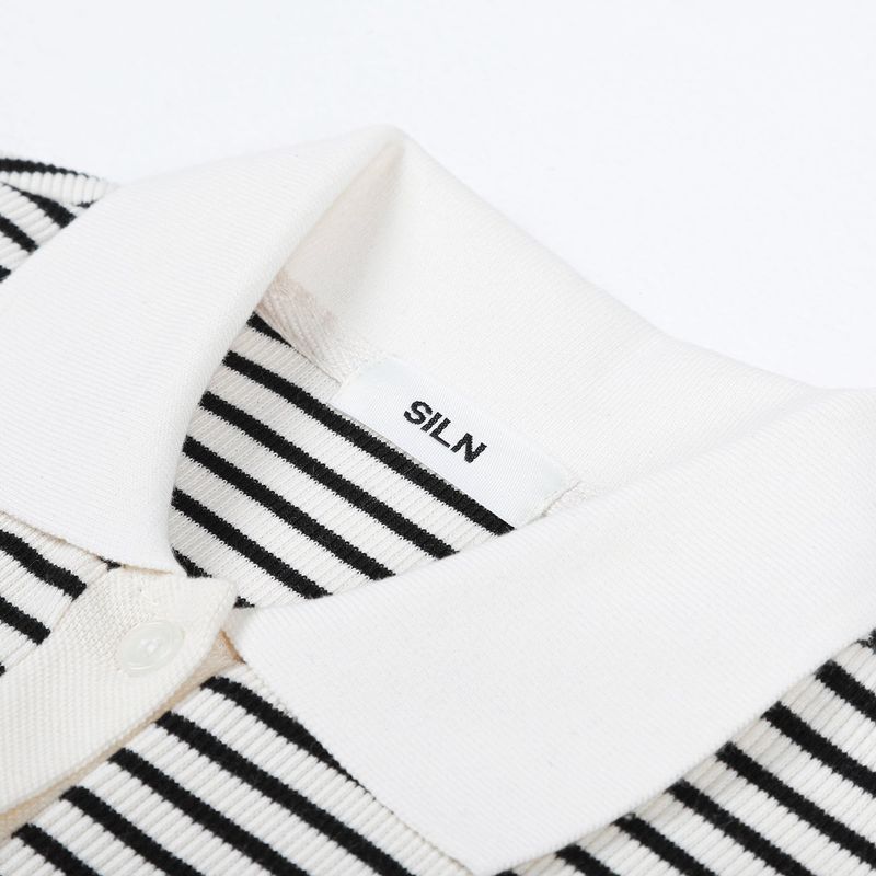 Stripe pique rib t-shirt (BLACK)