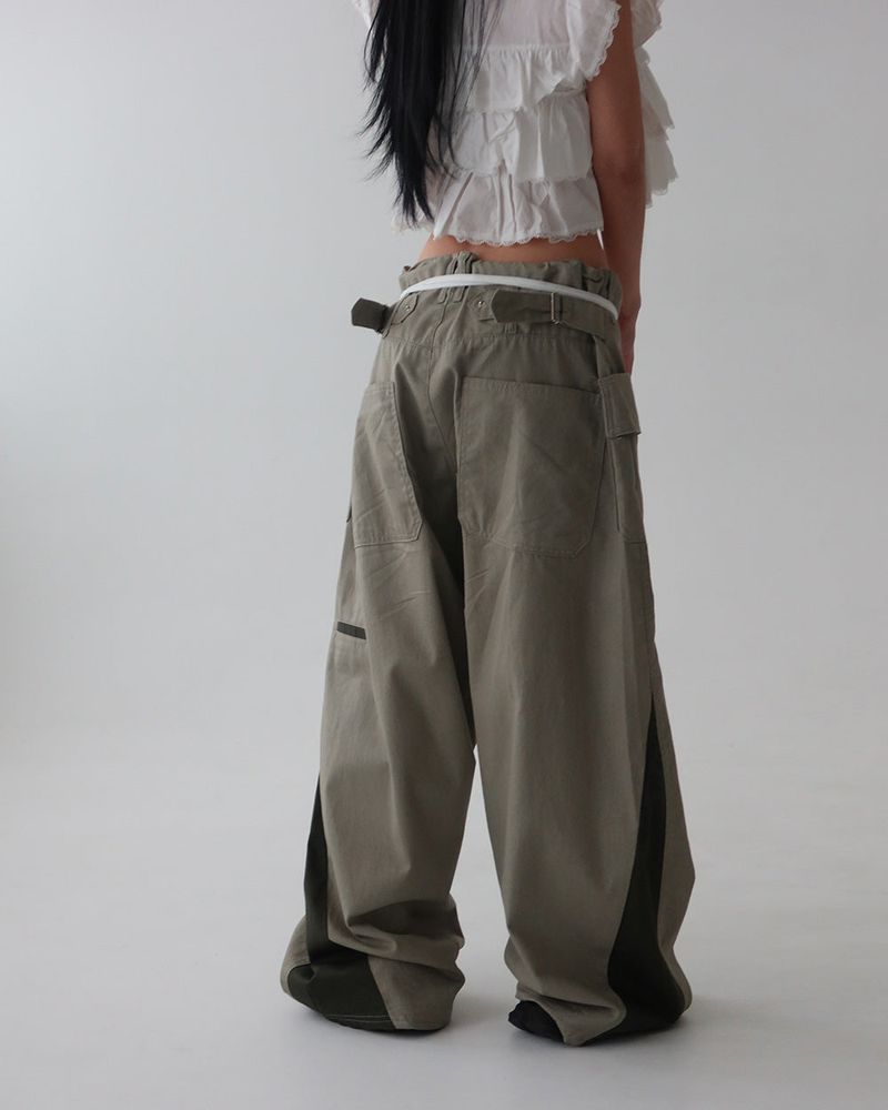 coloring string big cargo wide pants