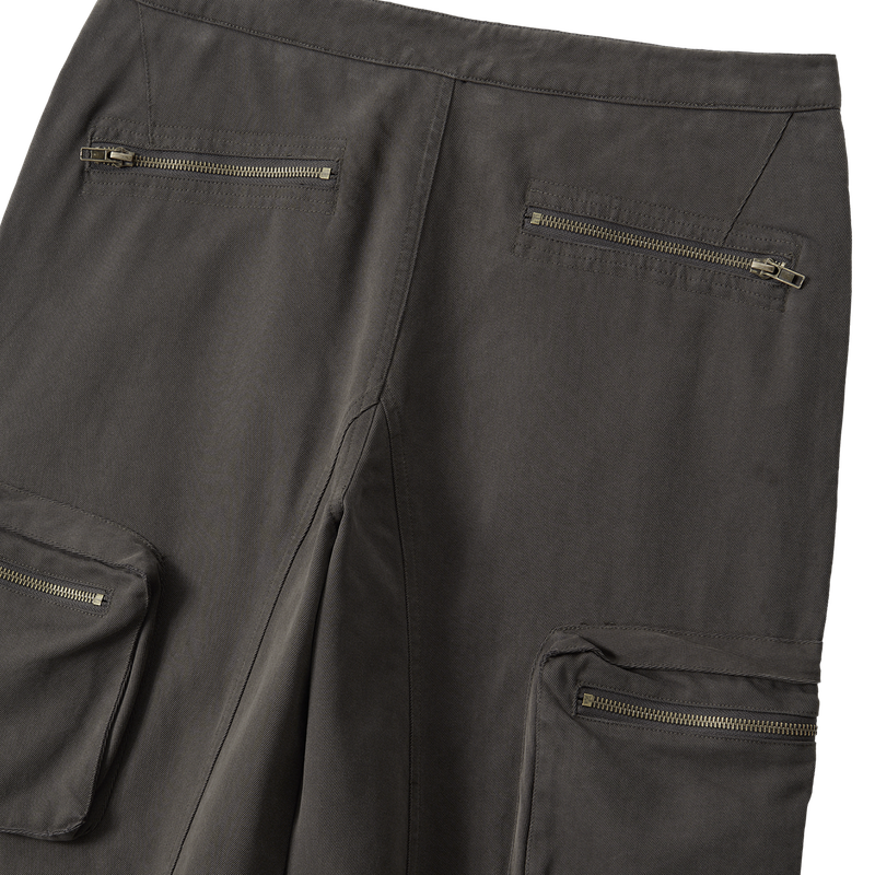 Lowrise Washed Curve Cargo Pants - KHAKI