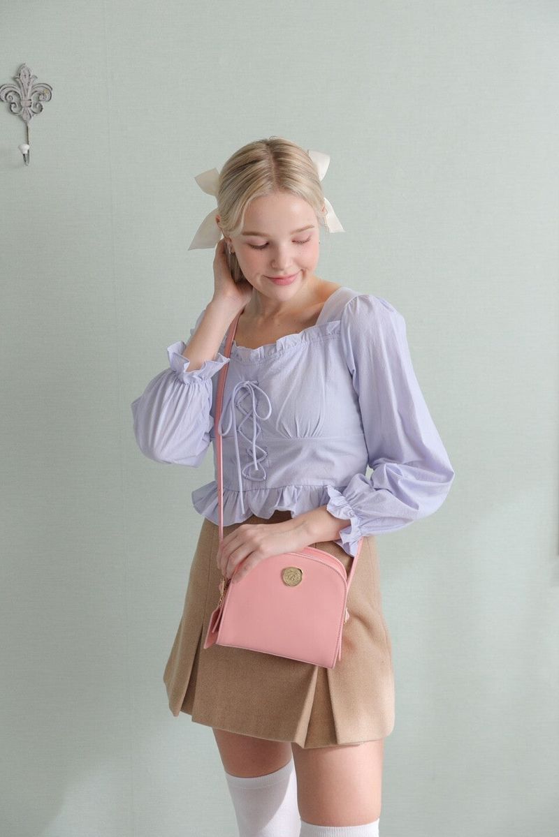 Golden Envelope Cow Leather Wallet ( Pink )