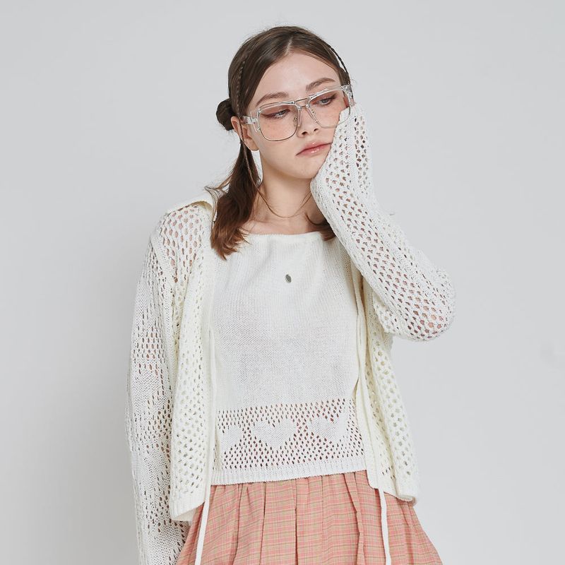 LOVE COLLAR KNIT CARDIGAN_IVORY