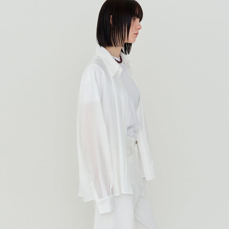 STRIPE OVER-FIT BUTTON SHIRT (WHITE)