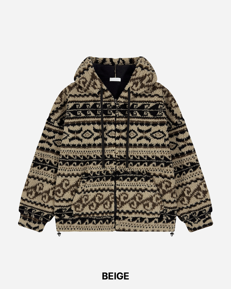 Jacquard Fleece Hooded Jumper