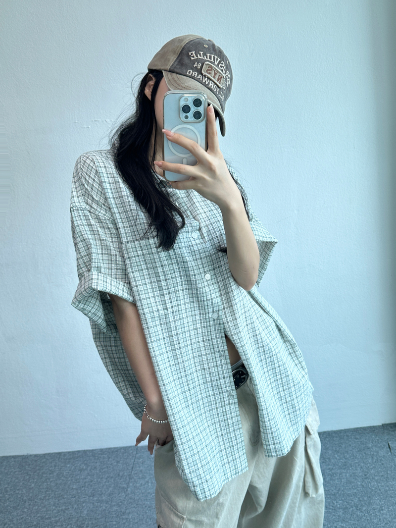 CHECK POINT BIG SHIRT💚❤🖤 - 3 COLORS
