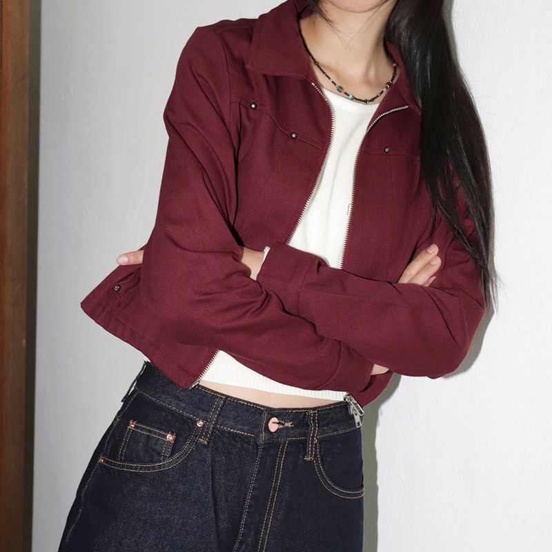 [MADE] Nicho Rivet Stud Collar Two Way Cotton Zip-Up