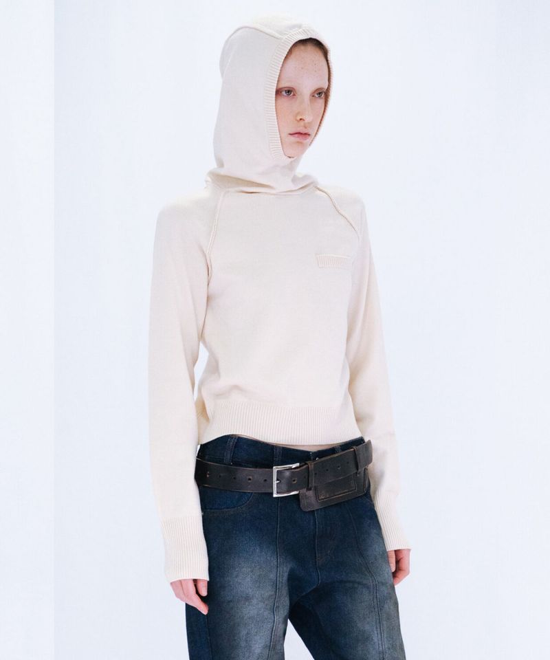 KNIT HOODIE TOP