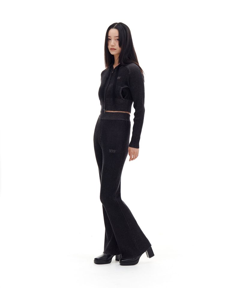 SMALL LOGO BOOTSCUT KINT PANTS (BLACK)