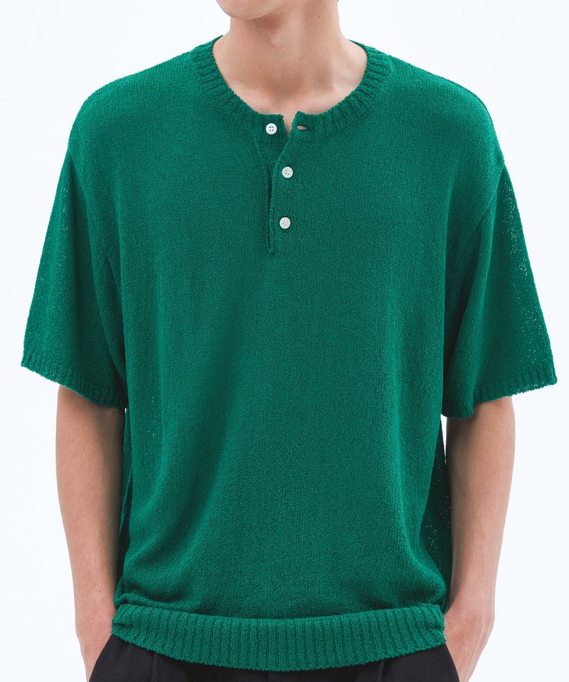 TRIP LE SENS（トリプルセンス）の「Cloud Summer Henley Neck Knit_Green  （Tops）」