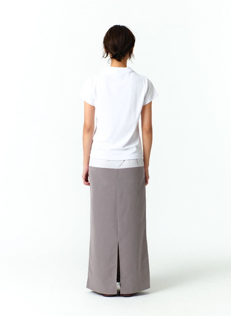MEDITATIVE IMAGE MAXI SKIRT(GRAY)