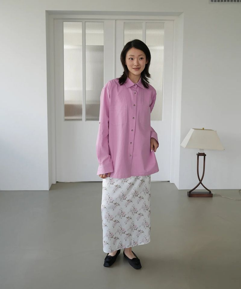 Cotton Roll-up Oversized Shirts - Pink