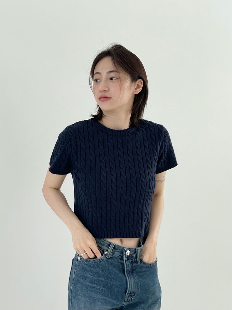 Arco iris（アルコイリス）の「Twisted knitwear short-sleeved（Tops）」