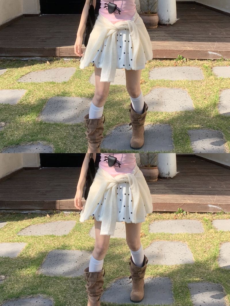 Dot Mellow Balloon Fit Mini Skirt