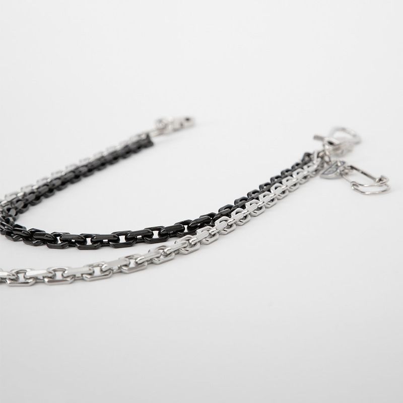 BBD B Logo 2-Line Pants Chain (Silver&Black)
