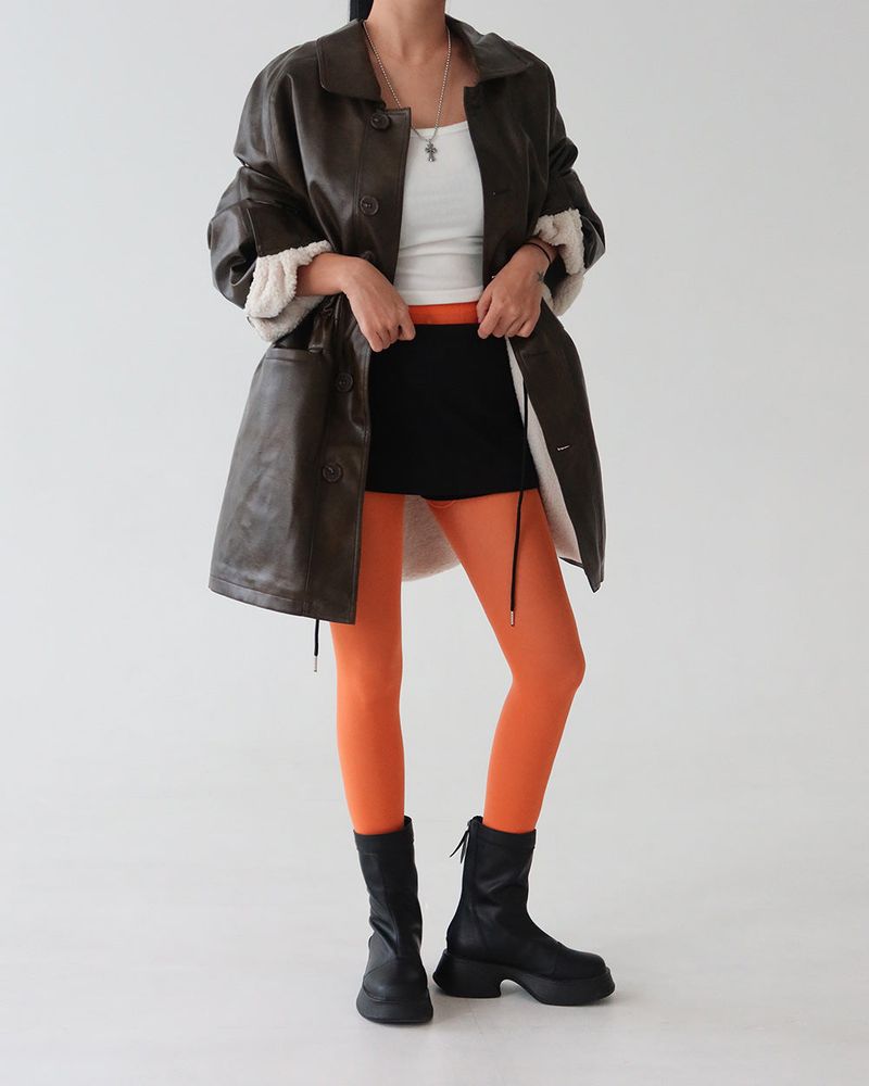 String Leather Dumble Half Coat