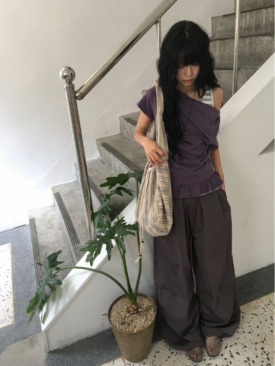 Casane Round Layered Stripe Long Sleeveless