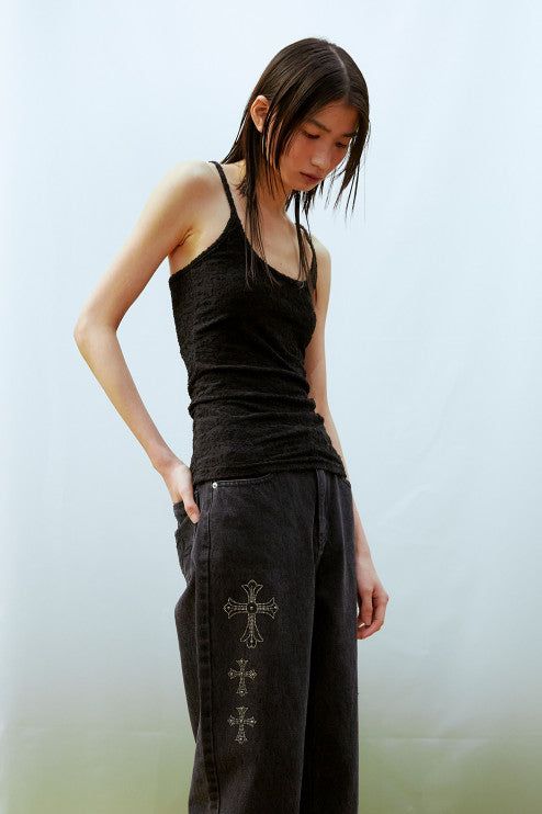 Jacquard Tank Top (BLACK)