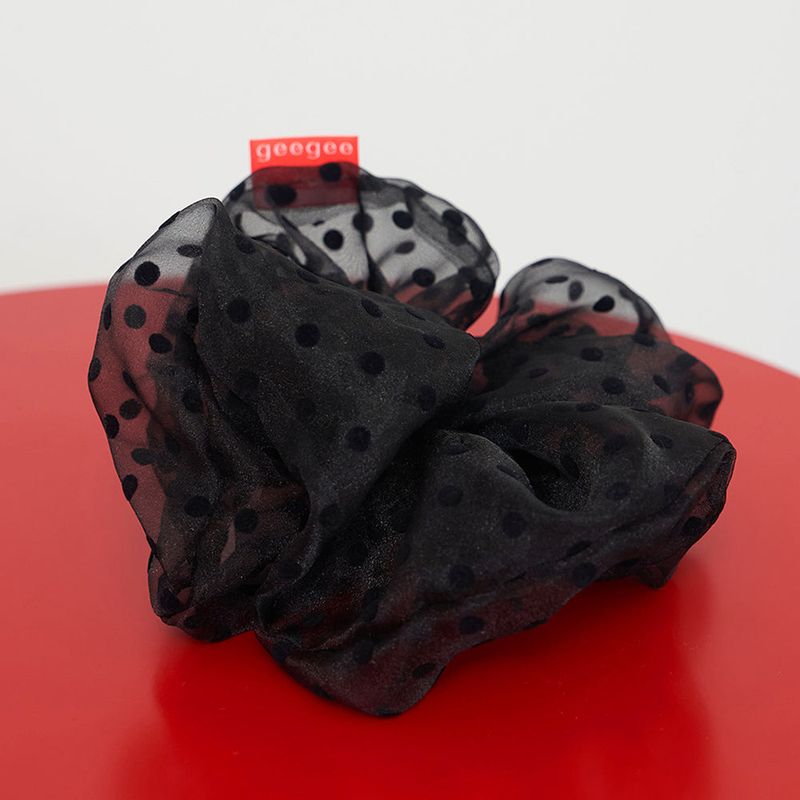 geegee(ジジ)の「dot organdy hair scrunchie - black(Hair Accessories)」
