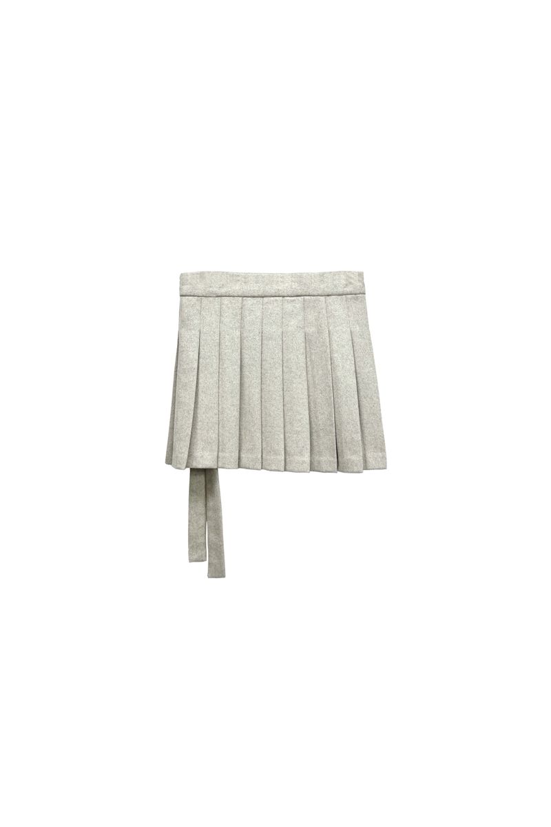 CLASSY HERRINGBONE WOOL SKIRT PANTS / IVORY